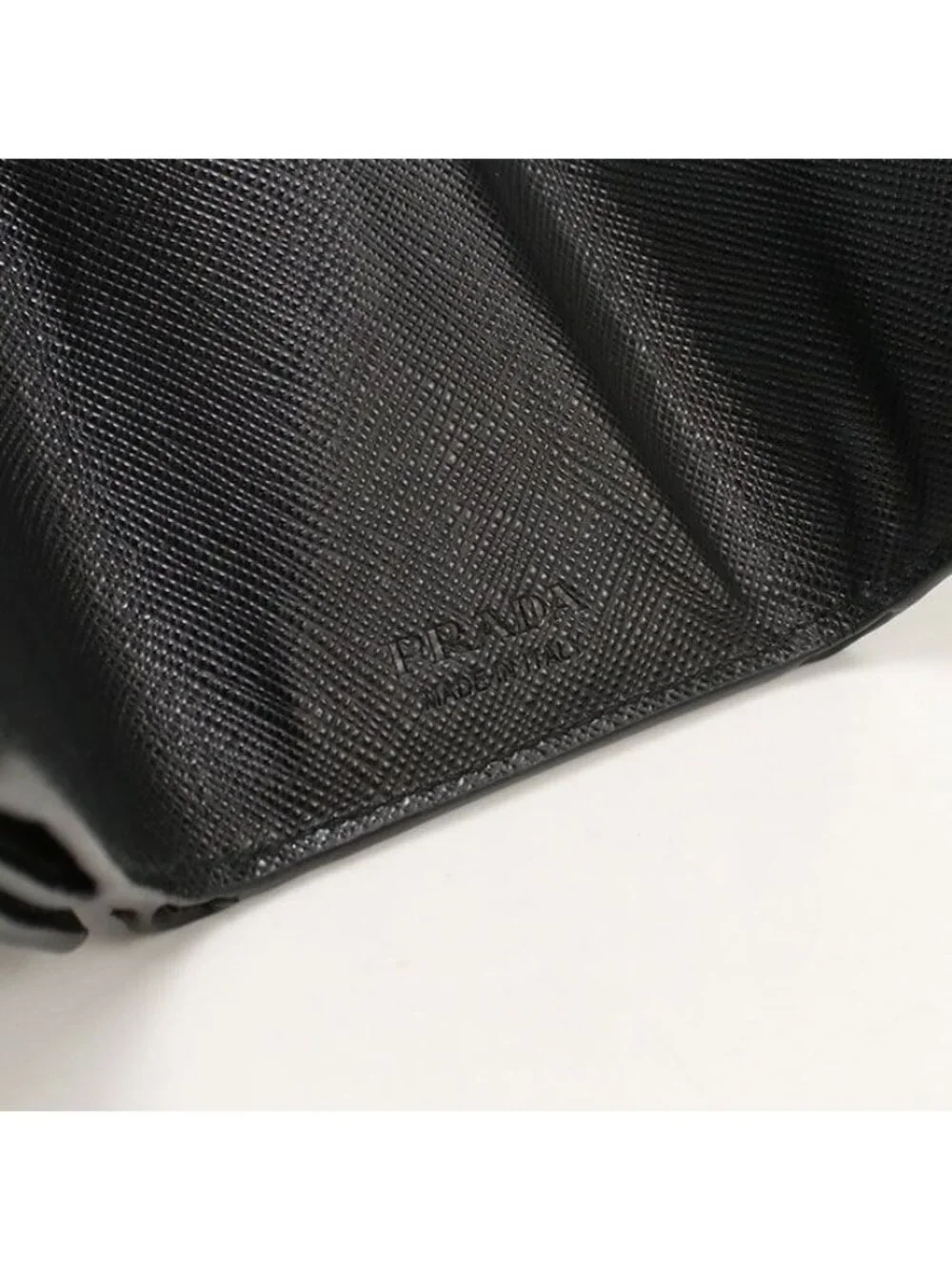 Prada Saffiano Triangle Trifold Wallet Leather